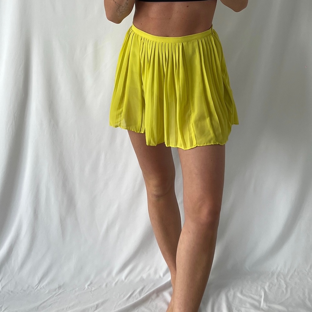 LF Yellow Pleated Mini Skirt